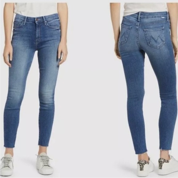 MOTHER Denim The Looker Ankle Fray Sz 27 Satisfaction Guaranteed Medium Wash - Picture 1 of 9